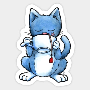 Cat Drinking Mouse Tea Sticker